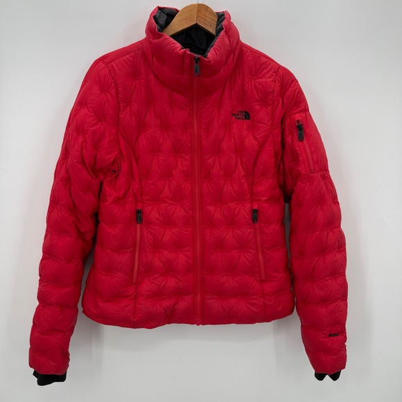 The North Face Womens Red 550 Down Fill Puffer Jacket Size M Flawed - Picture 2 of 9